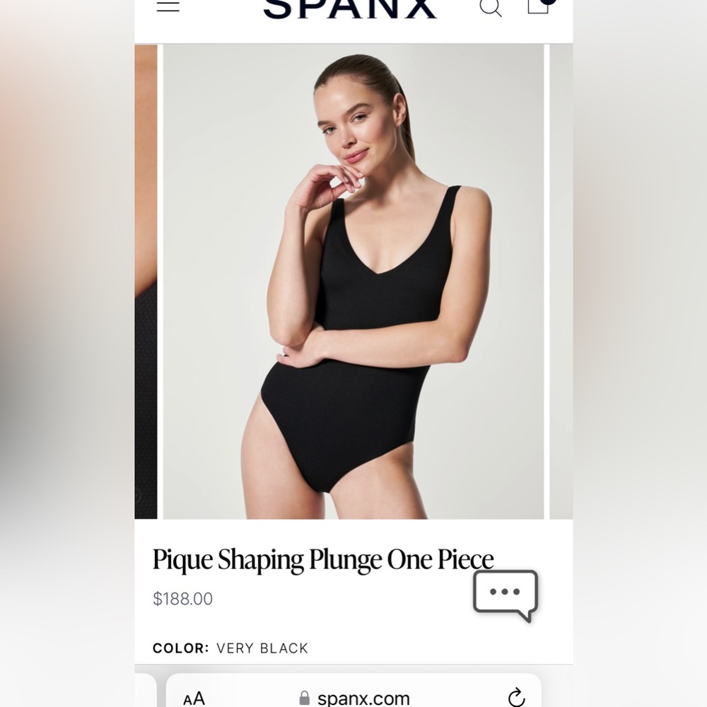 SPANX Pique Shaping Plunge One Piece - size large